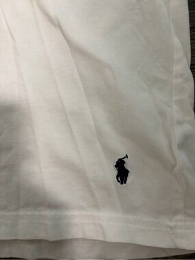 Ralph Lauren White SLIM Fit V-Neck Tee with Logo Print